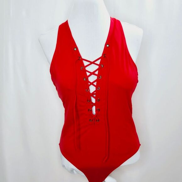Ashley Graham Swimsuits For All Plunge Lace-Up One-Piece Bathing Suit Size 8 NWT - Picture 2 of 11